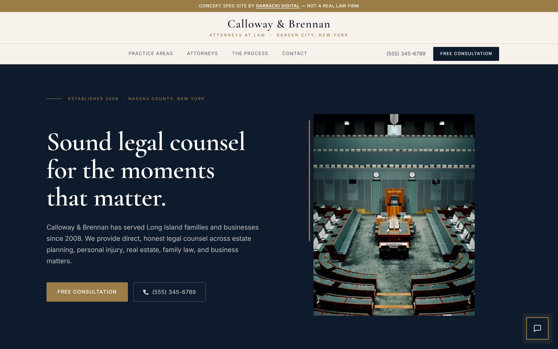 Calloway & Brennan — concept site homepage screenshot